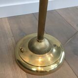 Floor lamp of parquet in neoclassical style in brass with dolphin heads