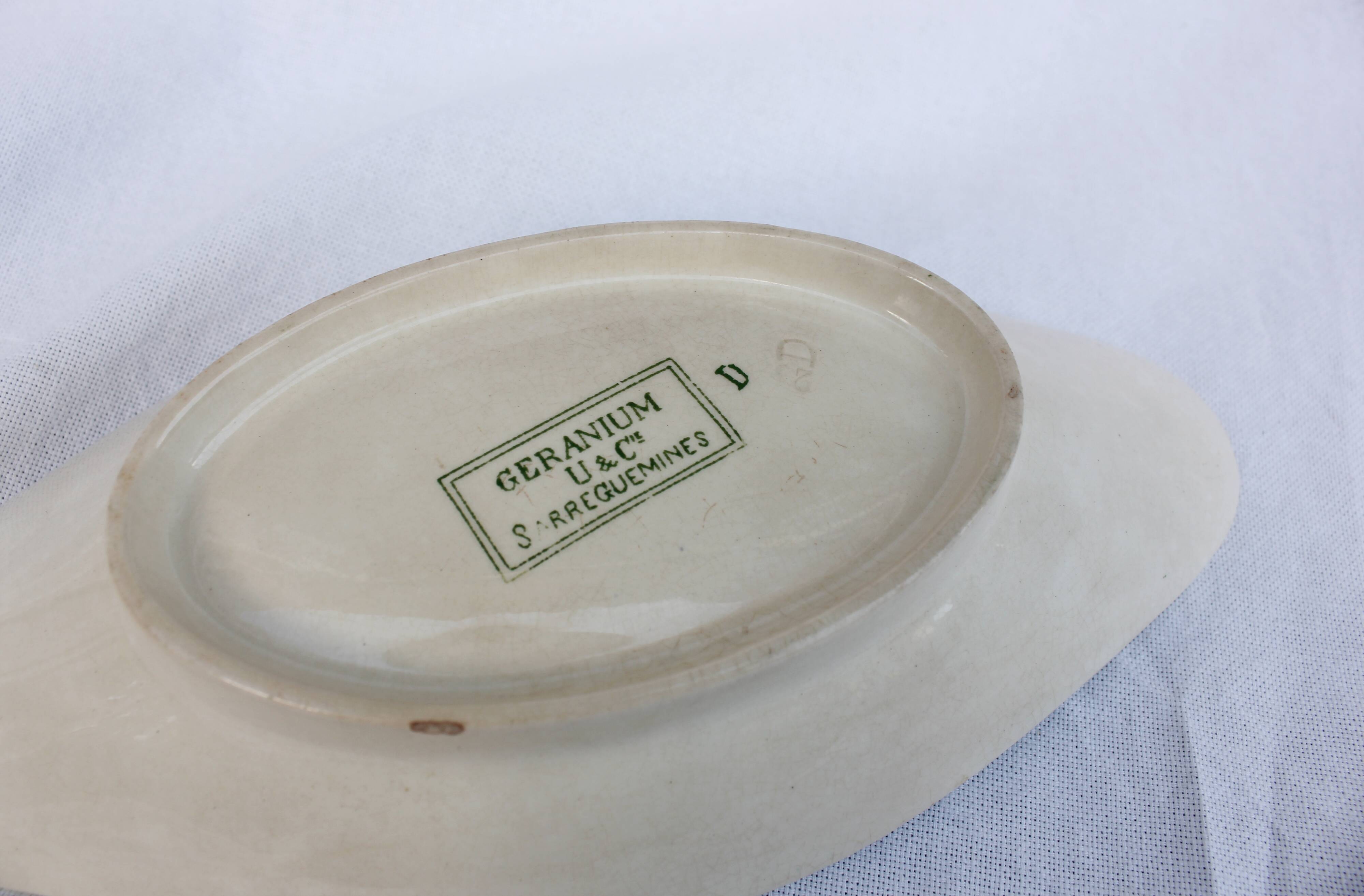 Ravier in iron earth model "Geranium", Sarreguemines