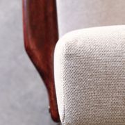 Wood armchair oryginal design by Z. Baczyk 7522 beige colour fabrics palisander wood