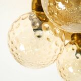1960s Space Age brass ceiling lamp with 5 glass balls