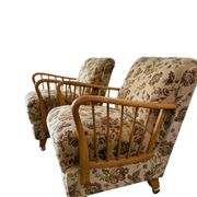 Ensemble de 2 fauteuils/sièges club vintage en bois