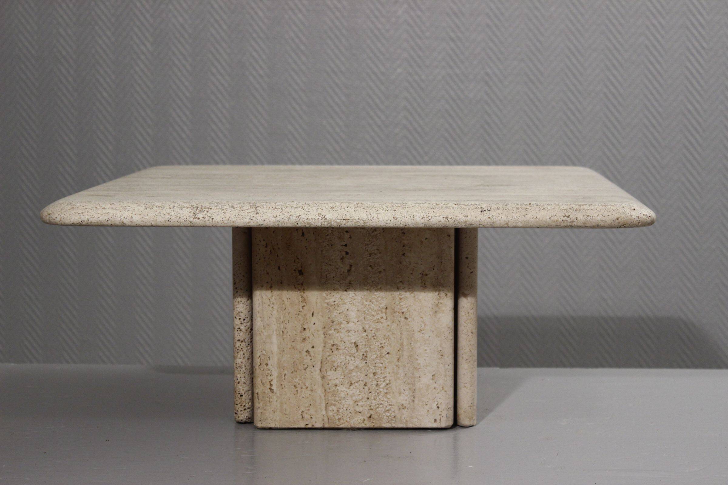 Low design side table in travertine, 1970s