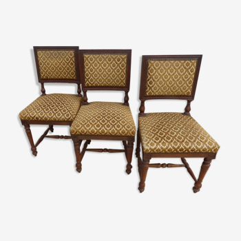 3 antique style chairs with velvet seats and backrests