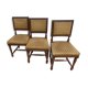 3 antique style chairs with velvet seats and backrests