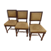3 antique style chairs with velvet seats and backrests