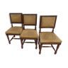 3 chaises anciennes de style à assises et dossiers garnis de velours