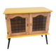 Joli petit buffet vintage jaune et noir avec portes vitrées