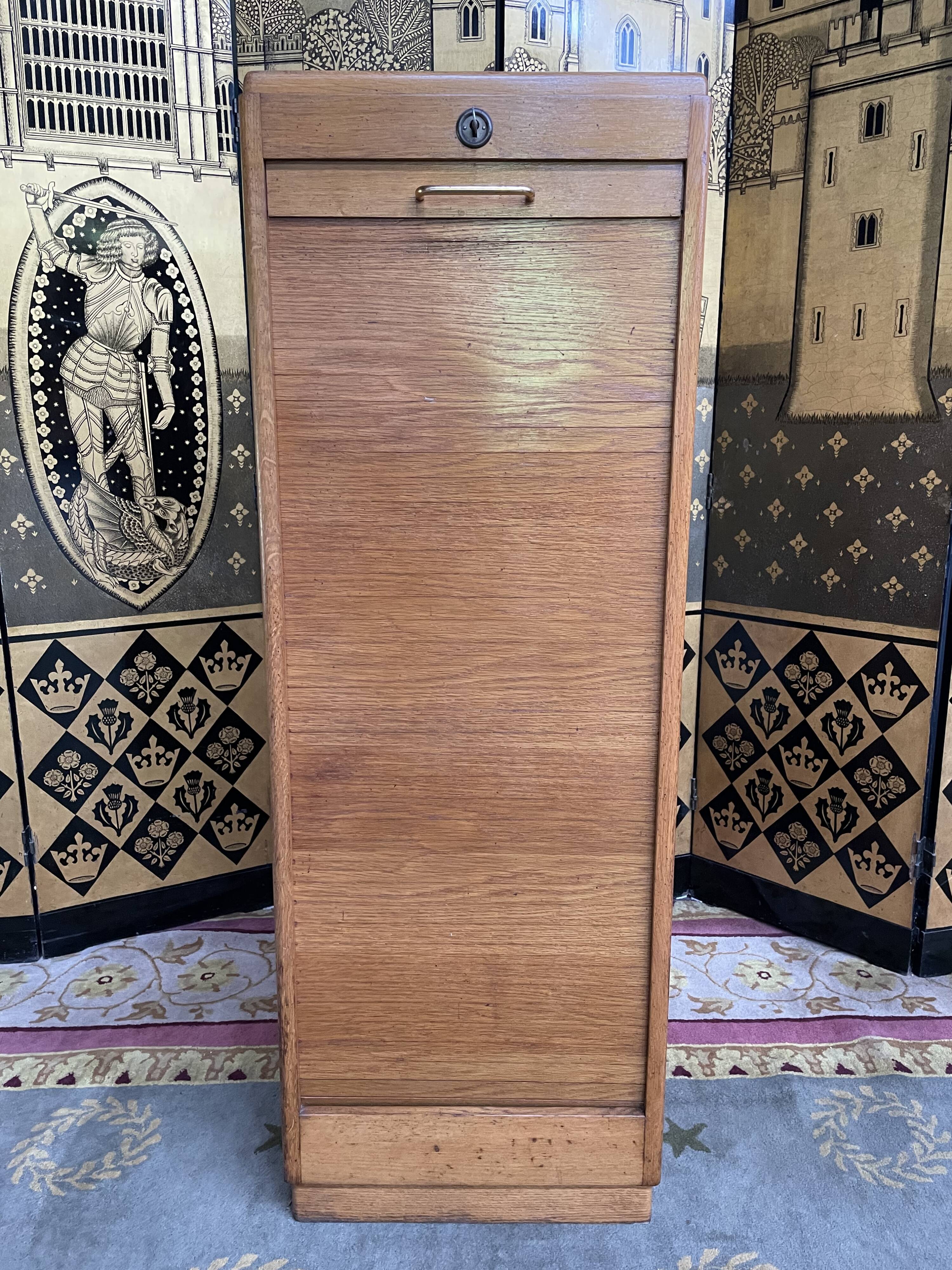 Oak notary curtain filing cabinet