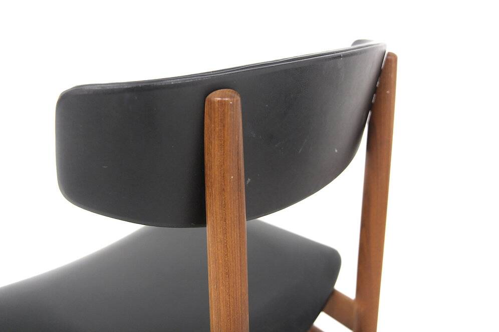 Set of 2 Scandinavian chairs in teak and imitation leather, Denmark, 1960