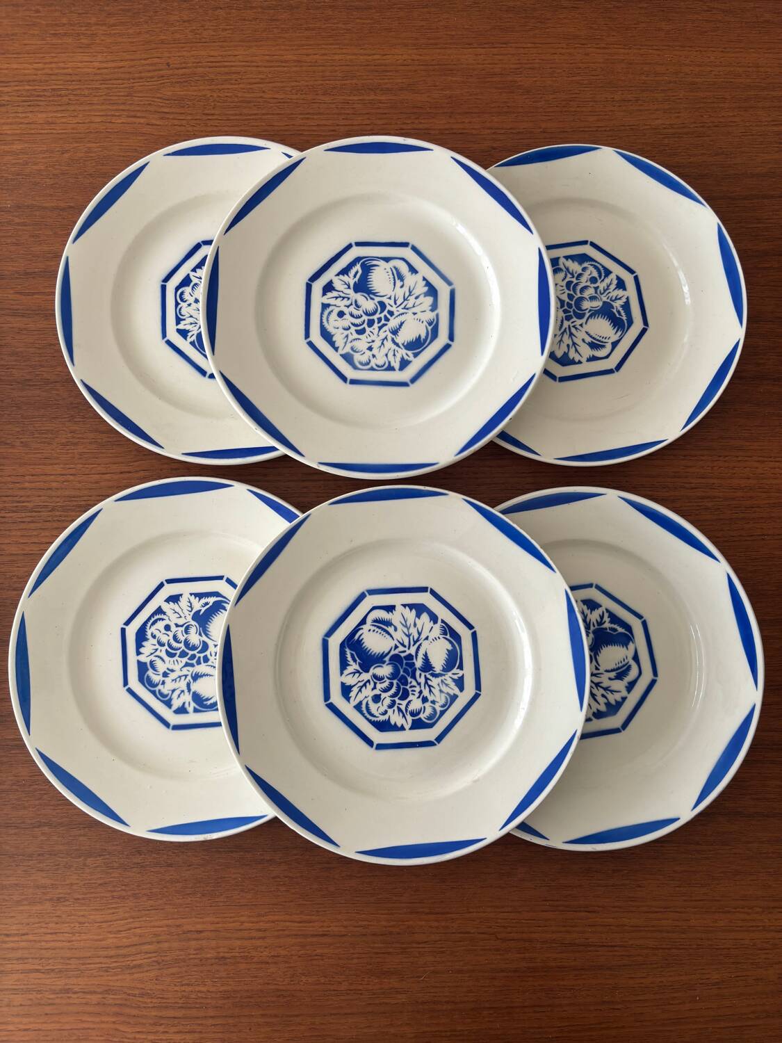 Set of 6 flat plates KG Lunéville Fructidor model – earthenware frui