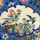 Plat en émaux de Longwy – Décor d’oiseaux et fleurs polychromes – 1950