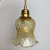 Hand lamp vintage tulip in amber glass