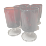 Ensemble de 6 verres à pied rouges vintage