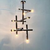 Minimalist chrome ceiling lamp from the mid-century space age by Temde, Switzerland, 1960s.