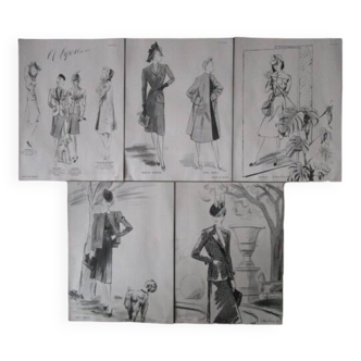 Lot of 5 1940s fashion advertisements