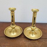 Paire de Bougeoirs Louis Philippe en laiton 1900s