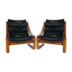 Pair of vintage leather armchairs, Sweden 1960's