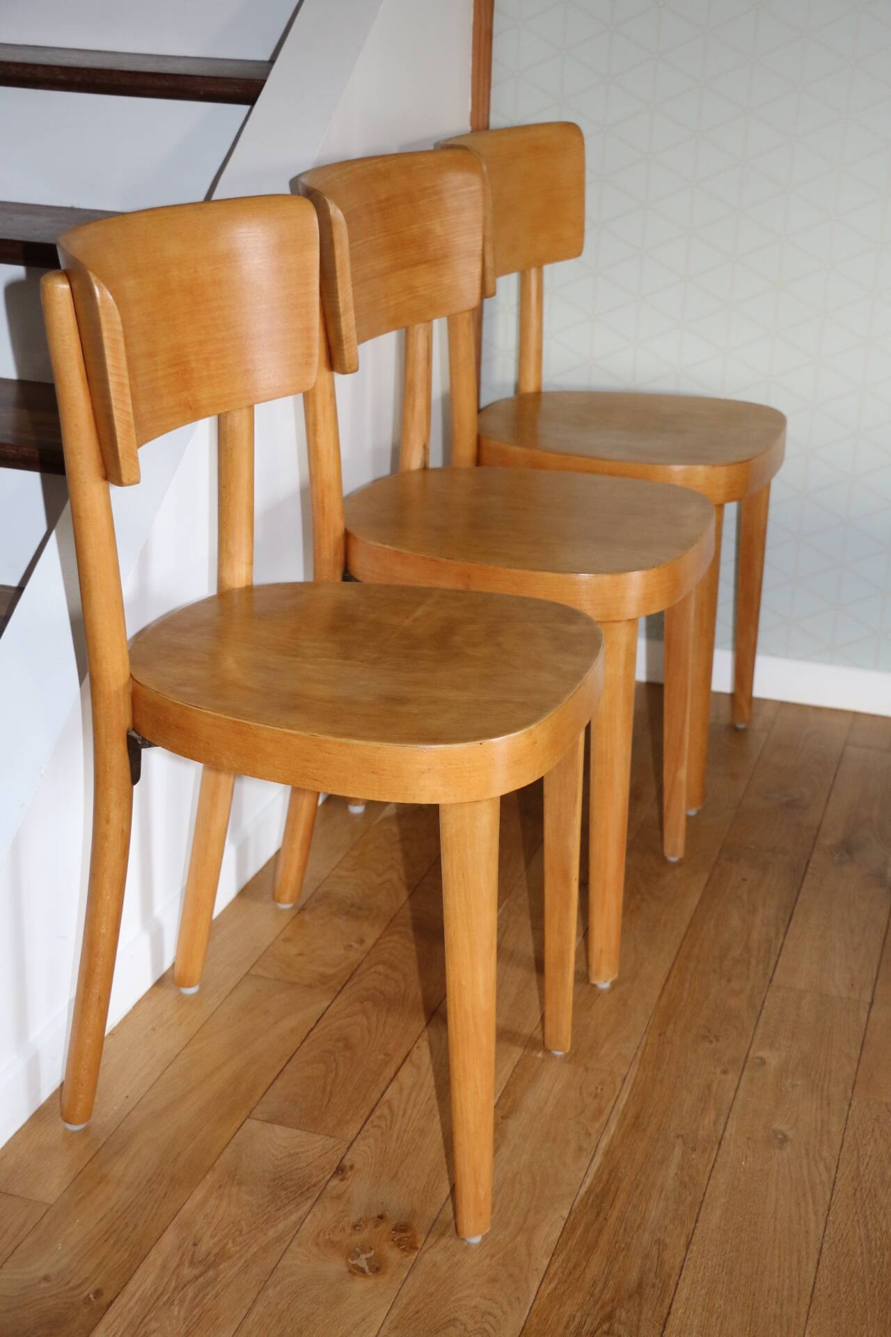 Série de 3 chaises bistrot 1950