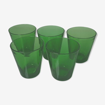 Set of 5 green glasses Huilor - Made in France