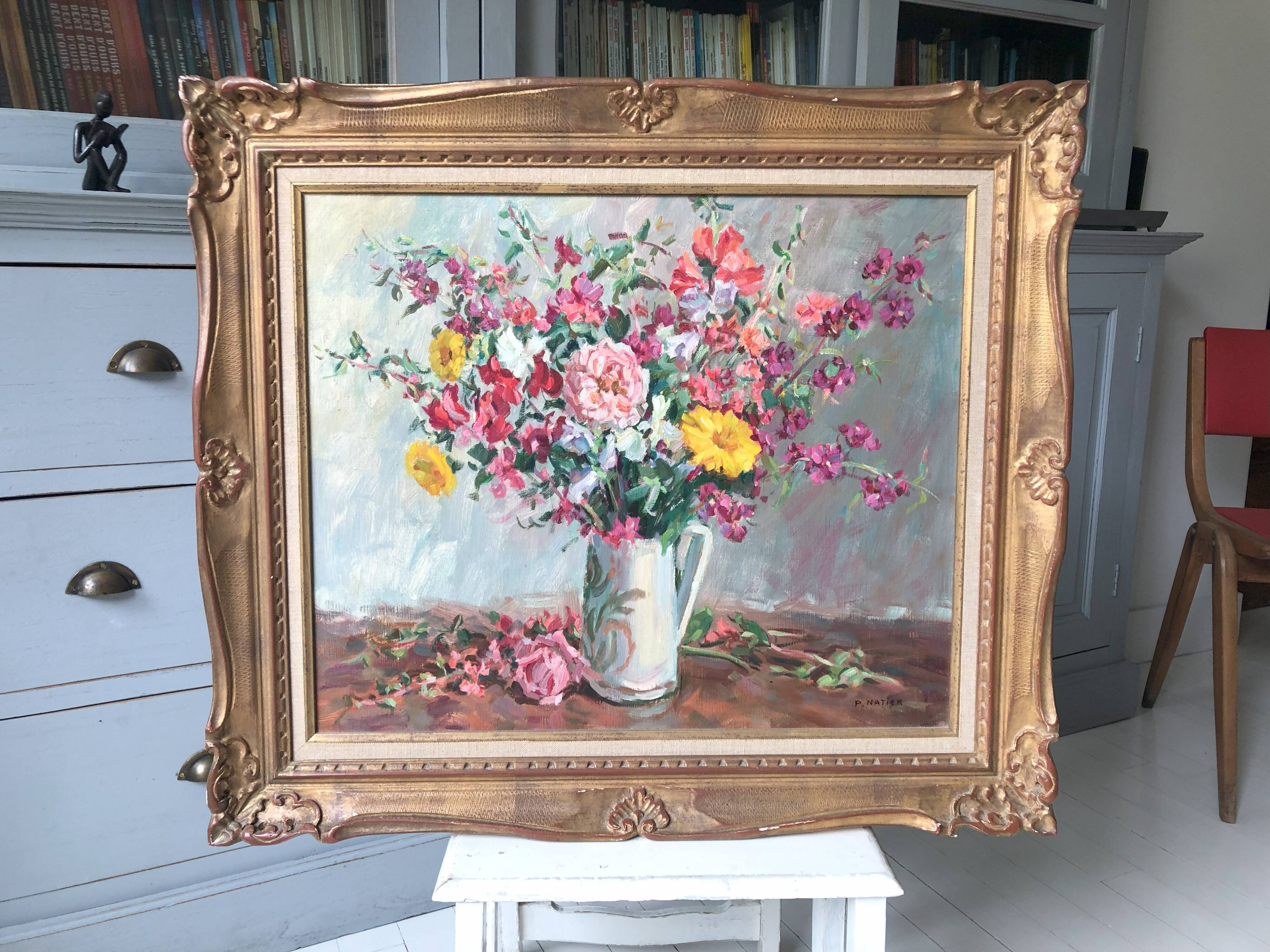 Still life bouquet of flowers oil painting
