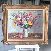 Still life bouquet of flowers oil painting
