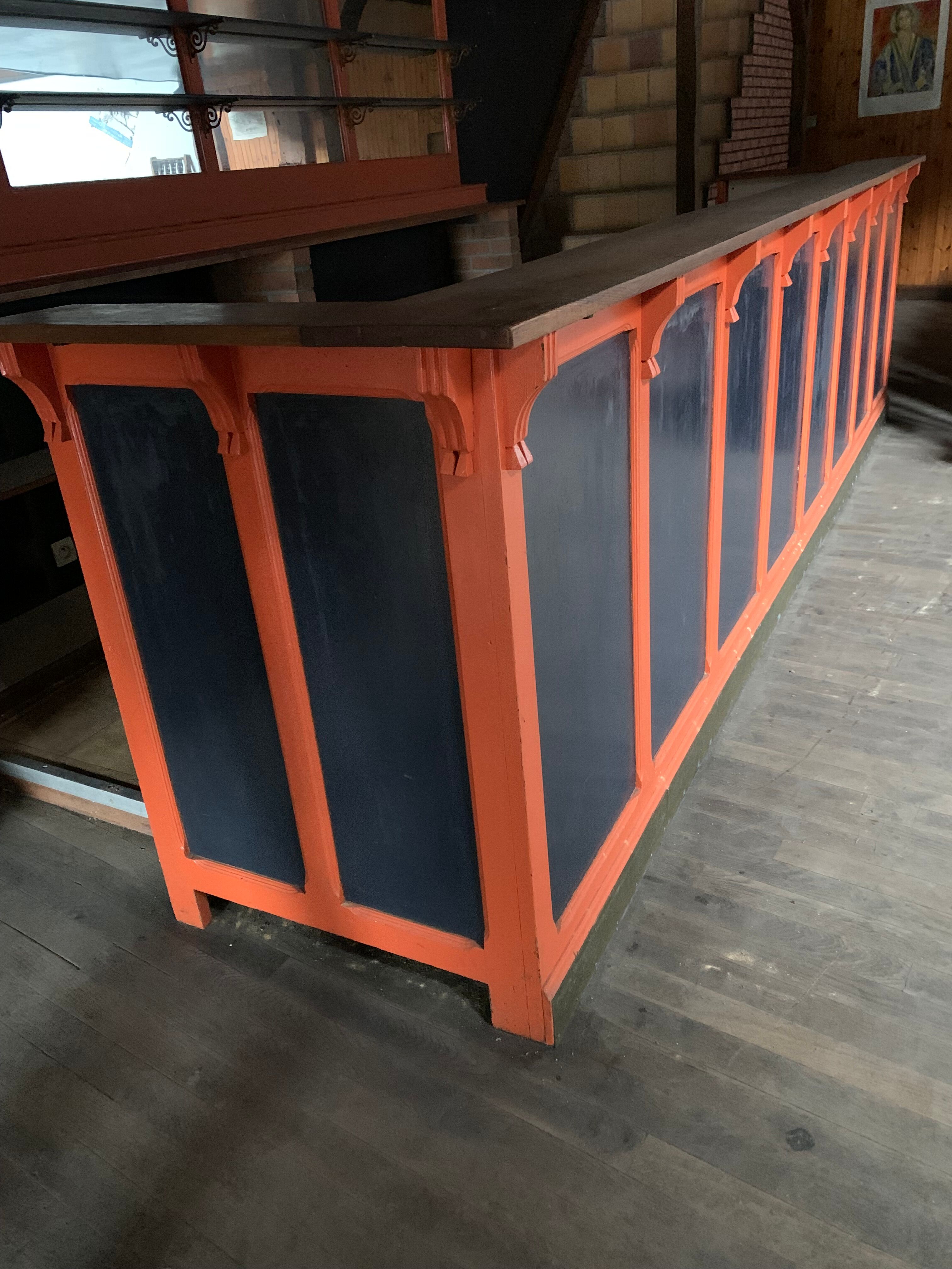 Old bar counter with glasswork