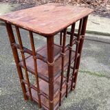 Vintage rattan and bamboo shelf with 3 levels