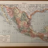 Lithograph engraving on Mexico from 1897
