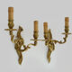Old pair of wall sconces with double fires in bronze, 50s