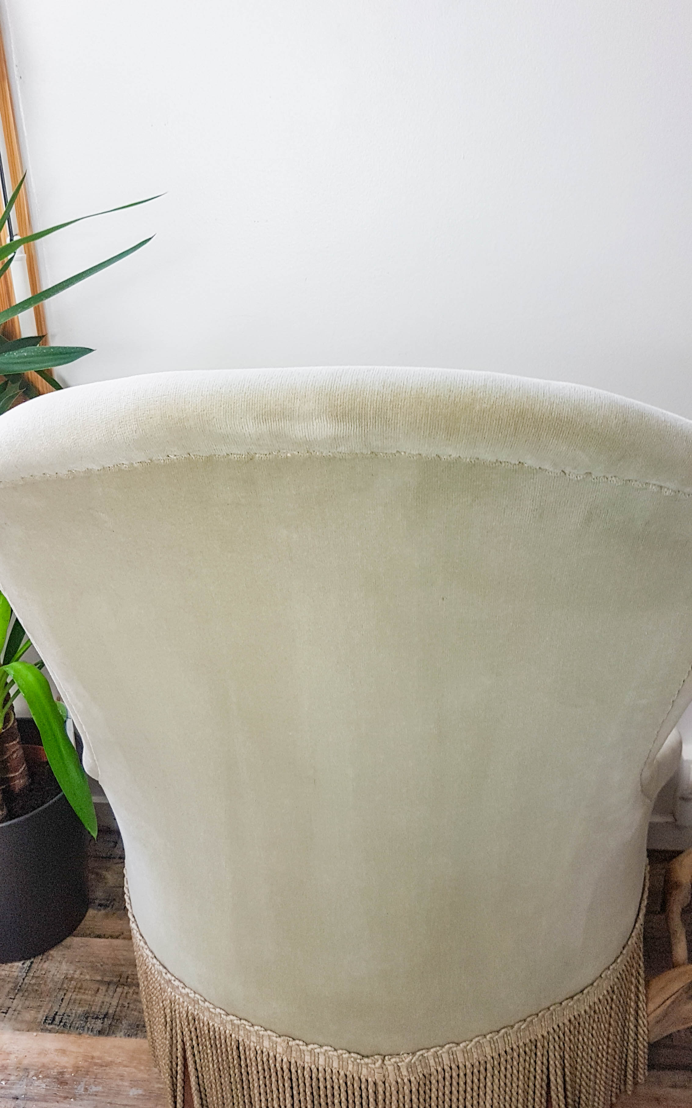 Vintage grey green almond green velvet toad chair