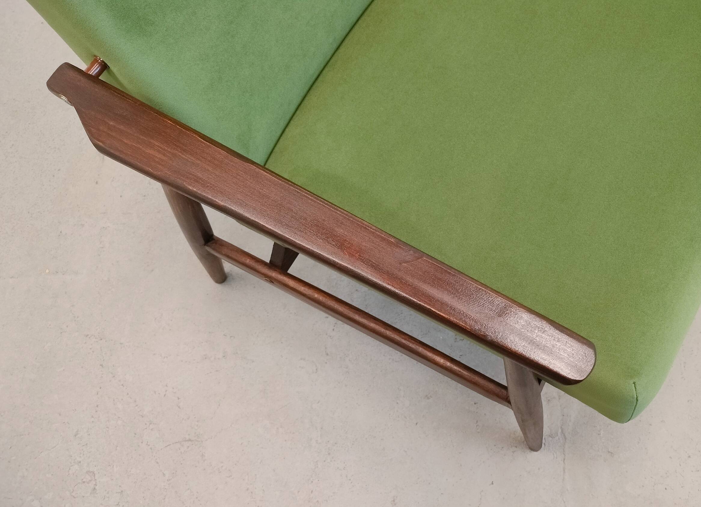 1960 Henryk Lis Mid Century Armchair in Green Velvet