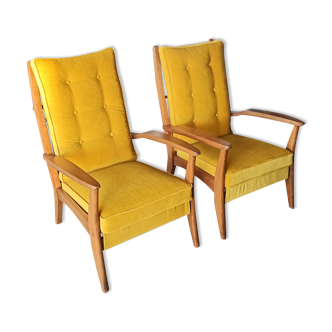 Pair scandinavian armchairs 50s