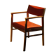 Armchair in solid oak velvet terracota