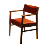 Armchair in solid oak velvet terracota
