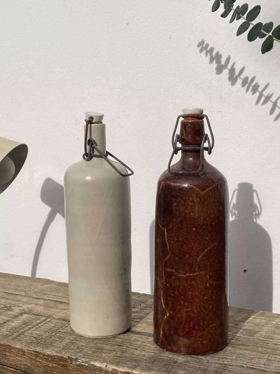 Old wabi sabi stoneware bottles