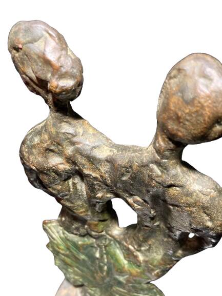 Sculpture of a man and a woman in spelter, signed Patsoglou