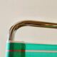 Vintage folding beach chair in chrome metal and woven plastic