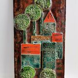 Decorative enamelled wall plate signed