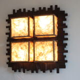 Scandinavian style wall lamp in wood and fabric, 1970