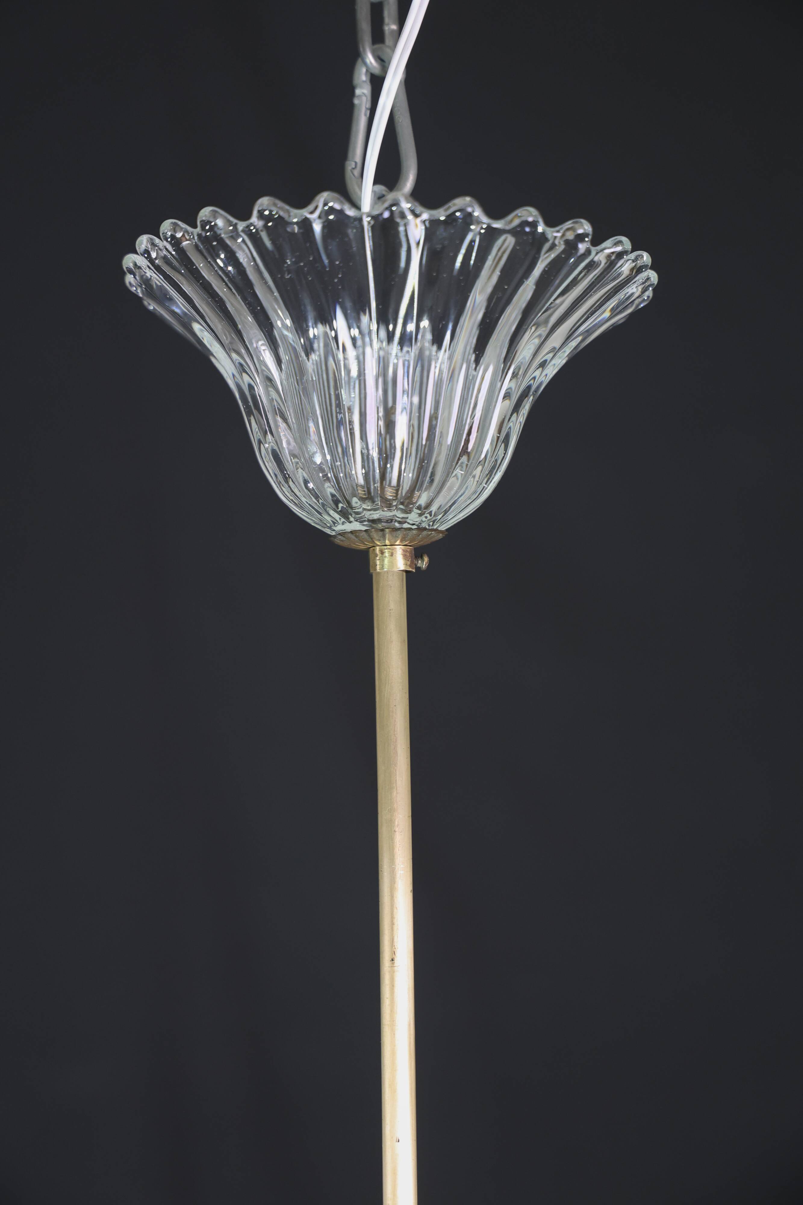 Elegant Art Decò Murano Glass Lantern by Barovier e Toso Pendant Light, 195