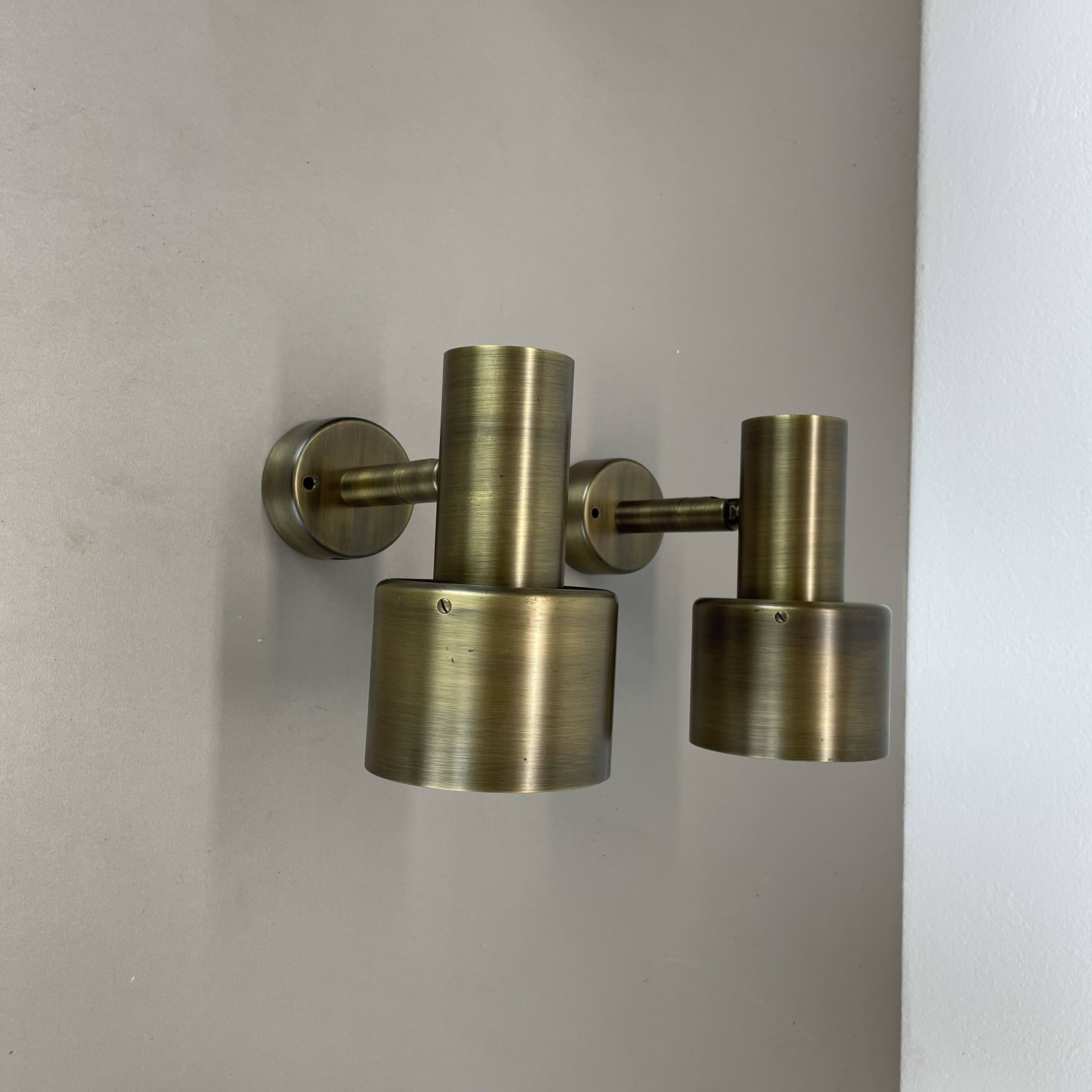 2 of 4 minimalist solid Brass "tube" SPOT Ceiling wall Lights, Italy 1970s