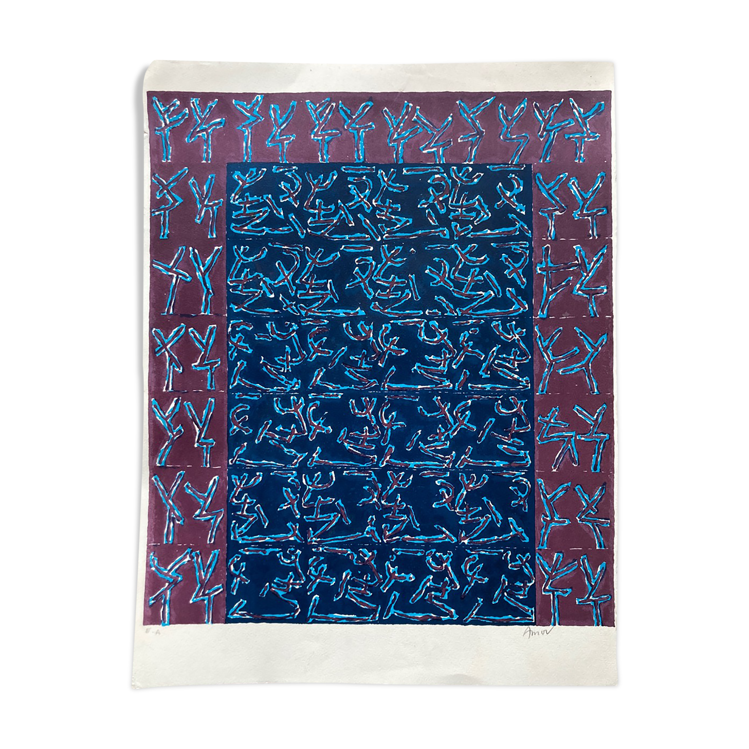 Lithograph signed Ouanes Amor 1970