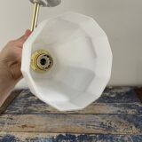 Wall lamp in white opaline and ceramic