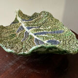 Vintage ceramic leaf-shaped vide poche, signed.