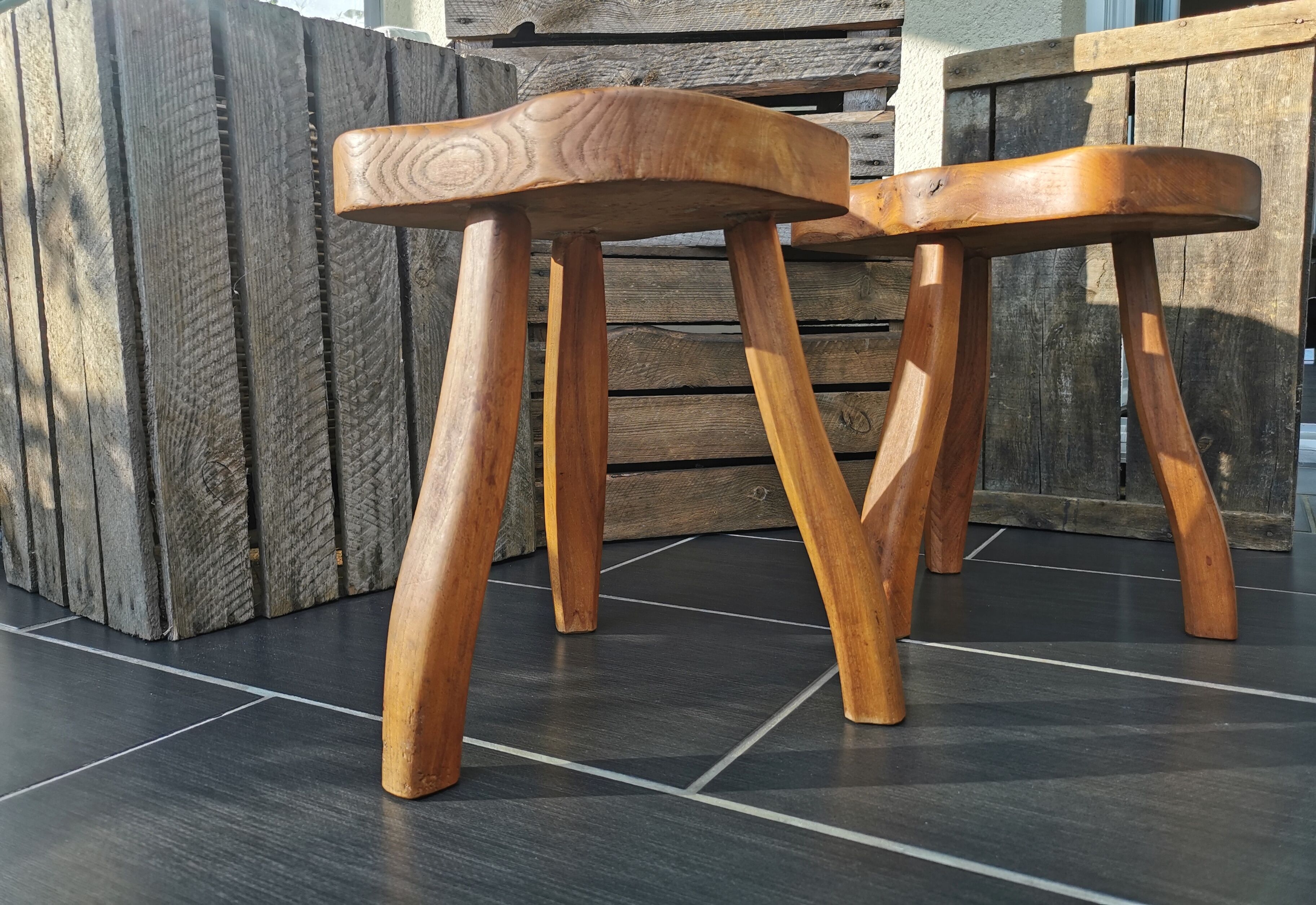Pair of tripod stools