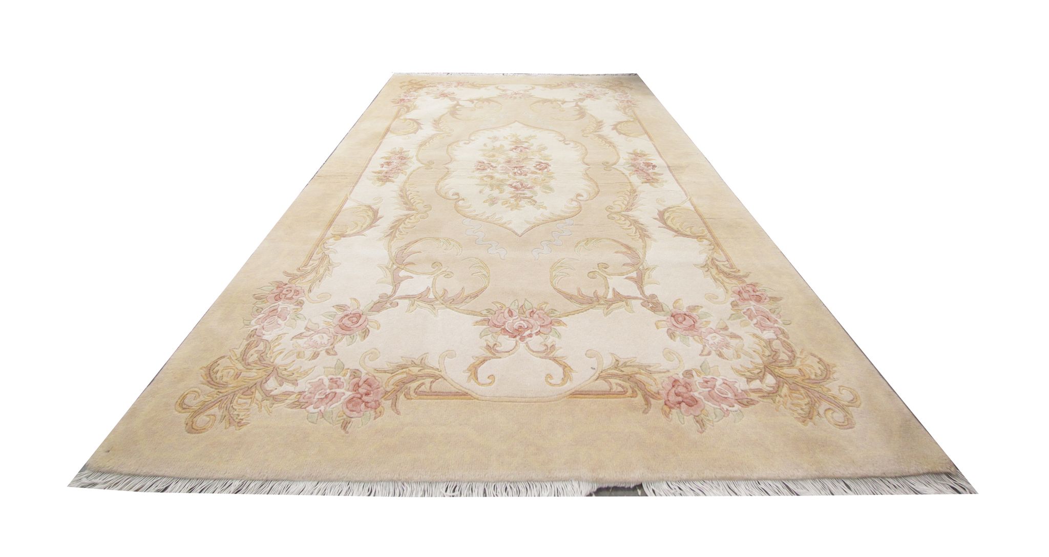 Tapis de laine chinoise orientale de crème fait main 124x182cm