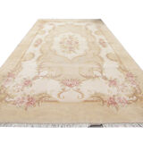 Handmade cream oriental chinese wool rug 124x182cm