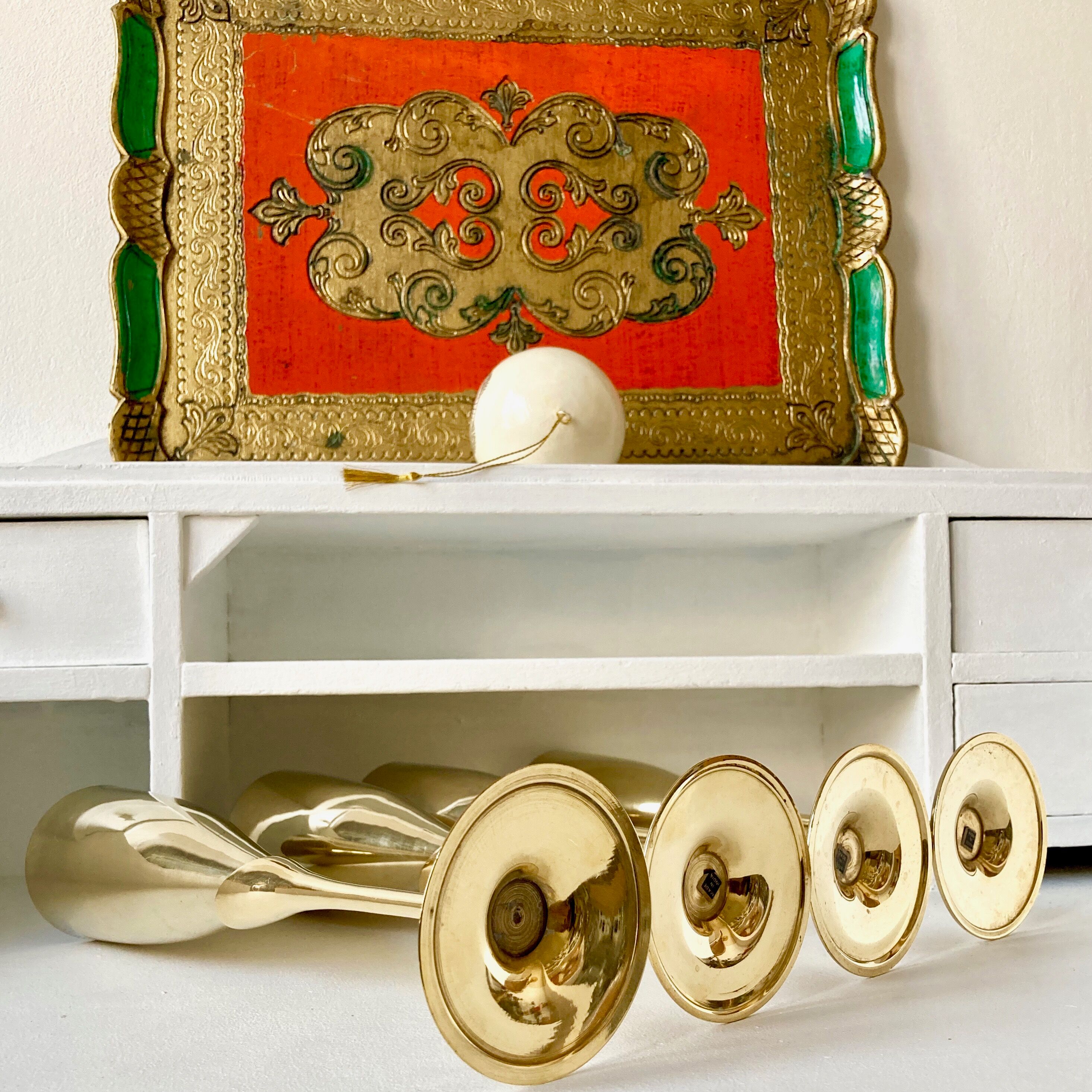 4 brass champagne flutes