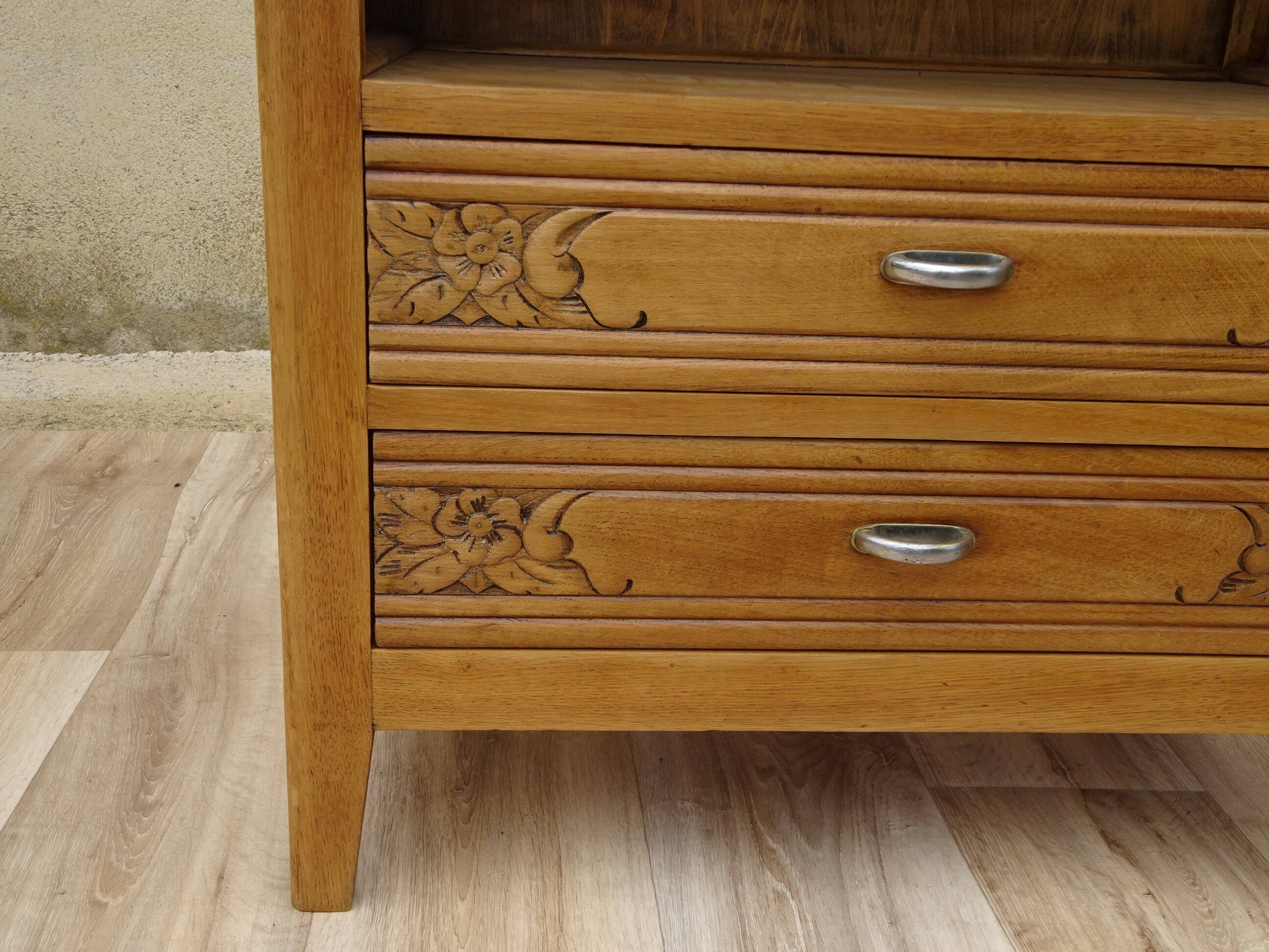Art Deco bedside table in oak, restored