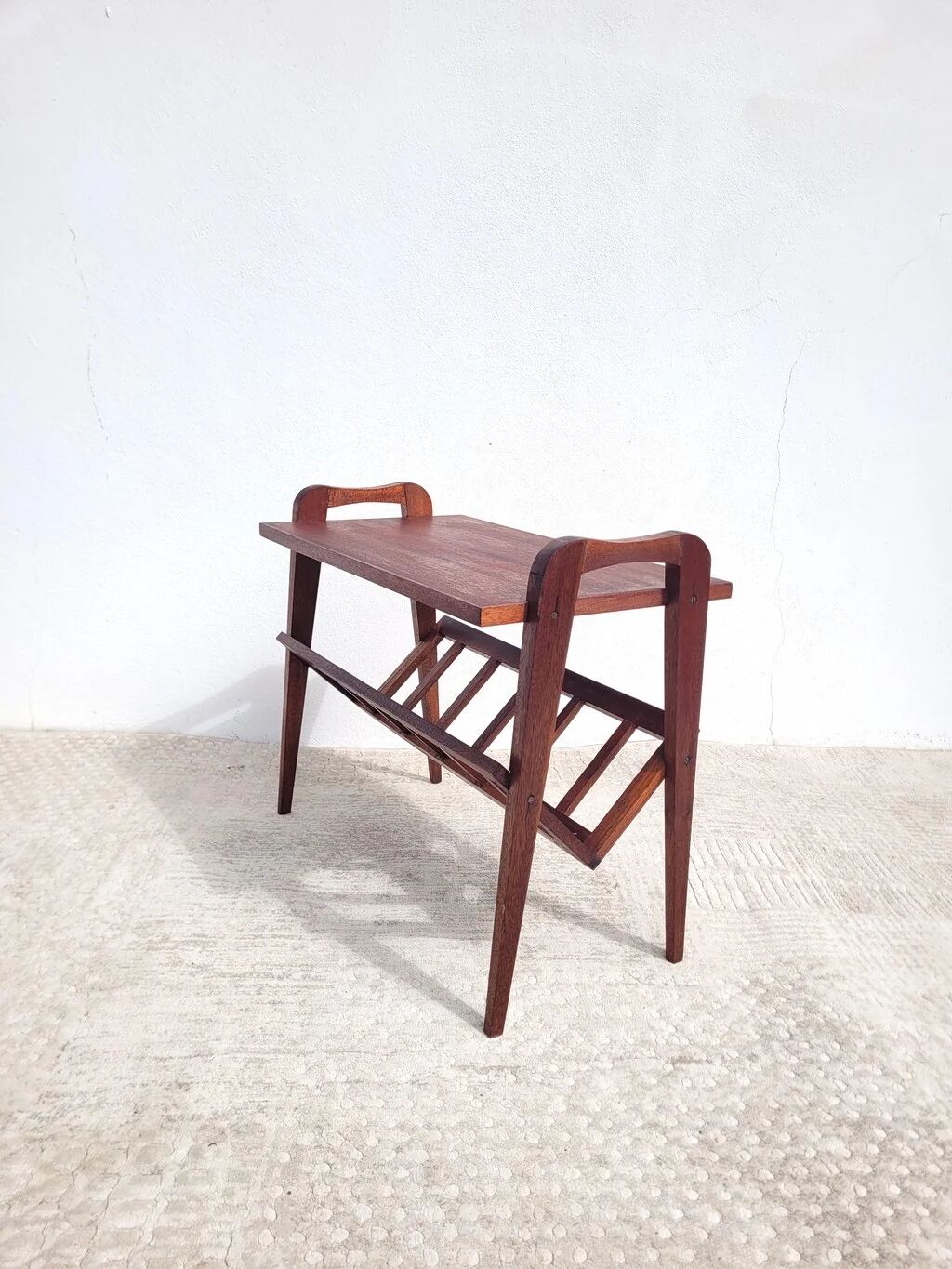 Vintage 1960s wooden magazine rack